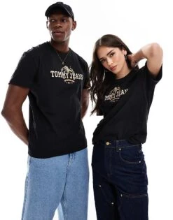 Tommy Jeans Unisex Varsity Graphic T-shirt In Black For Unisex