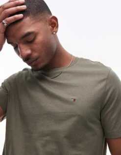 Tommy Hilfiger Essential T-shirt In Khaki For Men Battle Green -Tommy Hilfiger Store 207758684 3