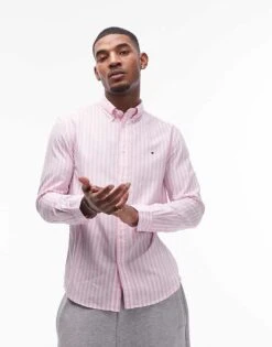 Tommy Hilfiger Flex Poplin Bold Stripe Shirt In Pink For Men Classic Pink