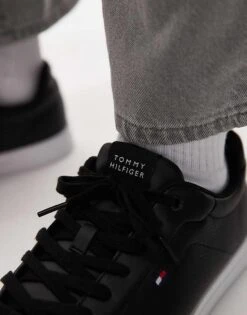 Tommy Hilfiger Icon Leather Court Trainers In Black For Men -Tommy Hilfiger Store 207758771 5