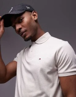 Tommy Hilfiger Regular Cotton Polo Shirt In Beige Heather For Men Heathered Oatmilk -Tommy Hilfiger Store 207758828 1 heatheredoatmilk 1