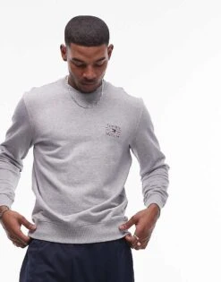 Tommy Hilfiger Stack Logo Sweatshirt In Grey For Men Grey Heather