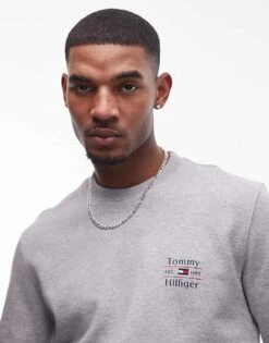 Tommy Hilfiger Stack Logo Sweatshirt In Grey For Men Grey Heather -Tommy Hilfiger Store 207758844 3