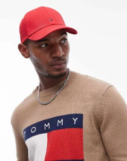 Tommy Hilfiger Flag Cap In Bright Red For Men Medium Red