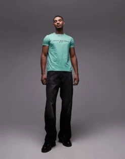 Tommy Hilfiger Logo T-shirt In Green For Men Fort Green -Tommy Hilfiger Store 207758988 3