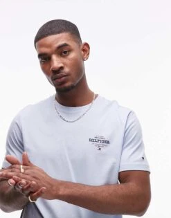 Tommy Hilfiger Monotype Logo T-shirt In Pale Blue For Men Breezy Blue -Tommy Hilfiger Store 207758989 1 breezyblue 1