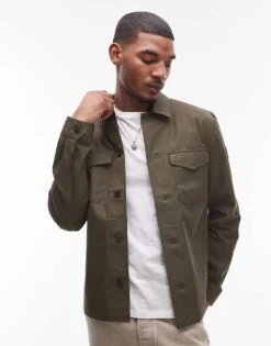 Tommy Hilfiger Shirt Jacket In Khaki Green For Men Army Green -Tommy Hilfiger Store 207759084 1 armygreen 1