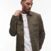 Tommy Hilfiger Shirt Jacket In Khaki Green For Men Army Green
