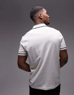 Tommy Hilfiger Open Collar Tipped Polo Shirt In Off White For Men Ivory Petal -Tommy Hilfiger Store 207759087 4