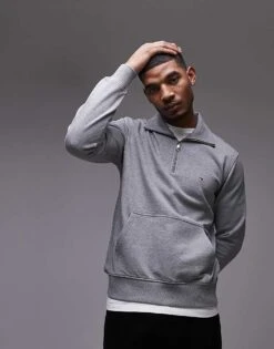 Tommy Hilfiger Essential Half Zip Polo Shirt In Grey For Men Medium Grey Heather -Tommy Hilfiger Store 207759220 1 mediumgreyheather 1