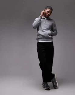 Tommy Hilfiger Essential Half Zip Polo Shirt In Grey For Men Medium Grey Heather -Tommy Hilfiger Store 207759220 4