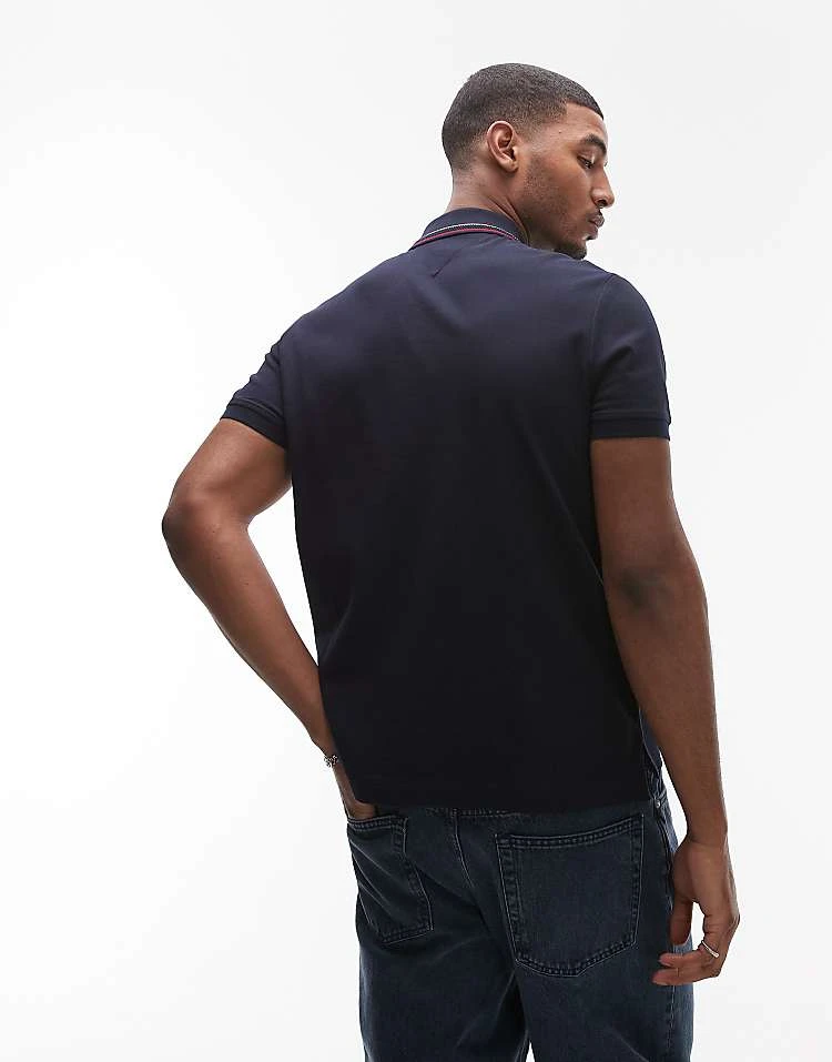 Tommy Hilfiger Regular Cotton Polo Shirt In Navy For Men Desert Sky 6 Tommy Hilfiger Regular Cotton Polo Shirt In Navy For Men Desert Sky - Image 4