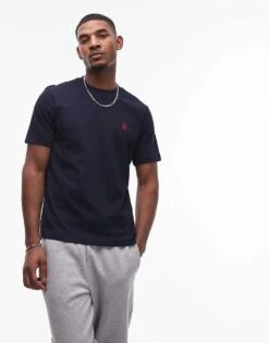 Tommy Hilfiger Monogram Logo T-shirt In Navy For Men Desert Sky -Tommy Hilfiger Store 207759447 3