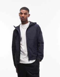 Tommy Hilfiger Hooded Rain Jacket In Navy For Men Desert Sky -Tommy Hilfiger Store 207759469 3