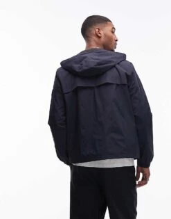 Tommy Hilfiger Hooded Rain Jacket In Navy For Men Desert Sky -Tommy Hilfiger Store 207759469 4