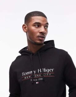 Tommy Hilfiger Centre Stack Logo Hoodie In Black For Men Black 660 910 -Tommy Hilfiger Store 207759478 3