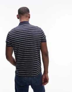 Tommy Hilfiger Regular Cotton Polo Shirt In Navy Stripe For Men Desert Sky / Ecru -Tommy Hilfiger Store 207759480 4