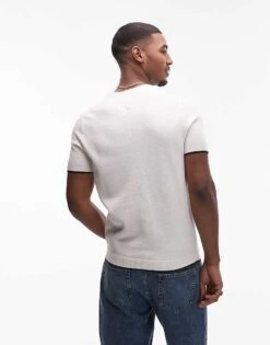 Tommy Hilfiger Tipped Knitted T-shirt In Off White For Men Ivory Petal -Tommy Hilfiger Store 207759507 4