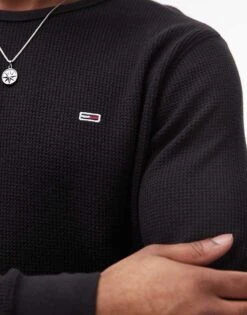 Tommy Jeans Waffle Long Sleeve Top In Black For Men -Tommy Hilfiger Store 207794699 3