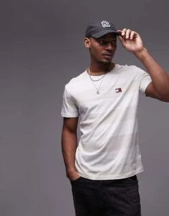 Tommy Jeans Stripe T-shirt In Off White For Men Newsprint / Ecru -Tommy Hilfiger Store 207794831 1 newsprintecru 1