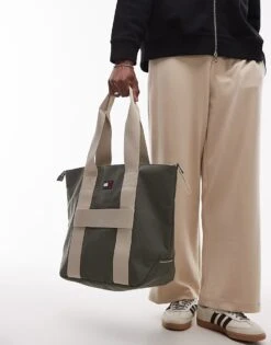Tommy Jeans Retro Tote Bag In Green For Men Pewter Green -Tommy Hilfiger Store 207794836 3