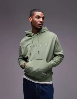 Tommy Jeans Tonal Logo Hoodie In Washed Green For Men Aruba Green -Tommy Hilfiger Store 207794865 1 arubagreen 1