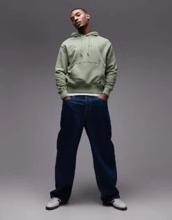 Tommy Jeans Tonal Logo Hoodie In Washed Green For Men Aruba Green -Tommy Hilfiger Store 207794865 3