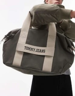 Tommy Jeans Retro Duffle Bag In Green For Men Pewter Green -Tommy Hilfiger Store 207794916 1 pewtergreen 1