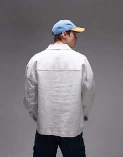 Tommy Jeans Chore Denim Jacket In White For Men Denim White -Tommy Hilfiger Store 207795451 3