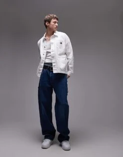 Tommy Jeans Chore Denim Jacket In White For Men Denim White -Tommy Hilfiger Store 207795451 4