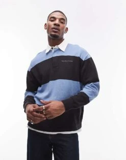 Tommy Jeans Relaxed Striped Rugby Sweater In Blue For Men Black / Colorado Bl -Tommy Hilfiger Store 207795543 4