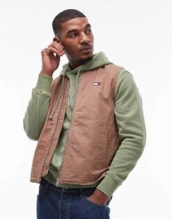Tommy Jeans Denim Gilet In Brown For Men Vintage Camel -Tommy Hilfiger Store 207795602 1 vintagecamel 1