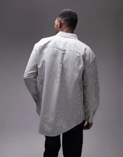 Tommy Jeans Oxford Shirt With Crest Logo In Navy Stripe For Men Dark Night Navy / E -Tommy Hilfiger Store 207795633 4