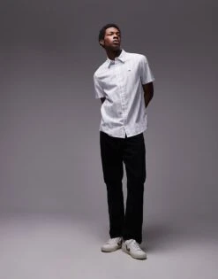 Tommy Jeans Linen Shirt In Light Blue And White Stripe For Men Sweet Blue / Ecru -Tommy Hilfiger Store 207795678 2