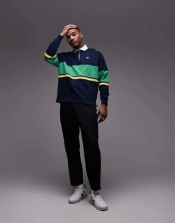Tommy Jeans Zip Colorblock Rugby Top In Navy And Green For Men Dark Night Navy -Tommy Hilfiger Store 207795717 3
