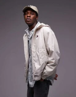 Tommy Jeans Hooded Jacket In Off White For Men Newsprint -Tommy Hilfiger Store 207795747 1 newsprint 1