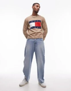 Tommy Jeans Regular Flag Sweatshirt In Brown For Men Vintage Camel Melan -Tommy Hilfiger Store 207795748 4