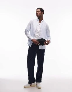 Tommy Jeans Regular Linen Shirt In Blue For Men Sweet Blue -Tommy Hilfiger Store 207795839 3