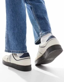 Tommy Jeans Greenwich Trainers In Off White And Blue For Men Newsprint -Tommy Hilfiger Store 207795934 3