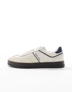 Tommy Jeans Greenwich Trainers In Off White And Blue For Men Newsprint -Tommy Hilfiger Store 207795934 5