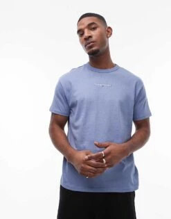 Tommy Jeans Small Linear Logo T-shirt In Light Blue For Men Colorado Blue