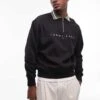 Tommy Jeans Linear Logo Half Zip Sweatshirt In Black For Men -Tommy Hilfiger Store 207796405 1 black
