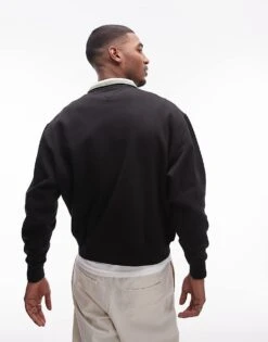 Tommy Jeans Linear Logo Half Zip Sweatshirt In Black For Men -Tommy Hilfiger Store 207796405 4