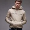 Tommy Hilfiger Logo Embroidery Drawstring Hoody In Light Brown For Men -Tommy Hilfiger Store 208013710 1 lightbrown