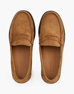 Tommy Hilfiger Debossed Suede Loafers In Brown For Men -Tommy Hilfiger Store 208068395 4