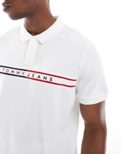 Tommy Jeans Tjm Slim Chest Flag Polo In White For Men -Tommy Hilfiger Store 208068409 3