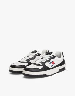 Tommy Jeans Leather Colour-blocked Cupsole Trainers In Multi For Men