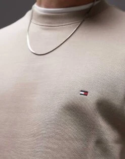 Tommy Hilfiger Crew Neck Terry Sweatshirt In Beige For Men -Tommy Hilfiger Store 208069209 3