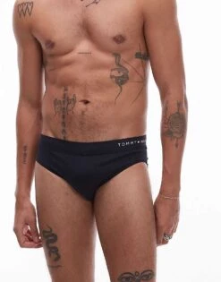 Tommy Hilfiger Original Logo Swim Briefs In Navy Blue For Men -Tommy Hilfiger Store 208111482 1 navyblue 1