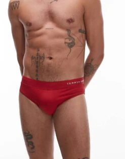 Tommy Hilfiger Original Logo Swim Briefs In Purple Red For Men -Tommy Hilfiger Store 208111593 1 purplered 1